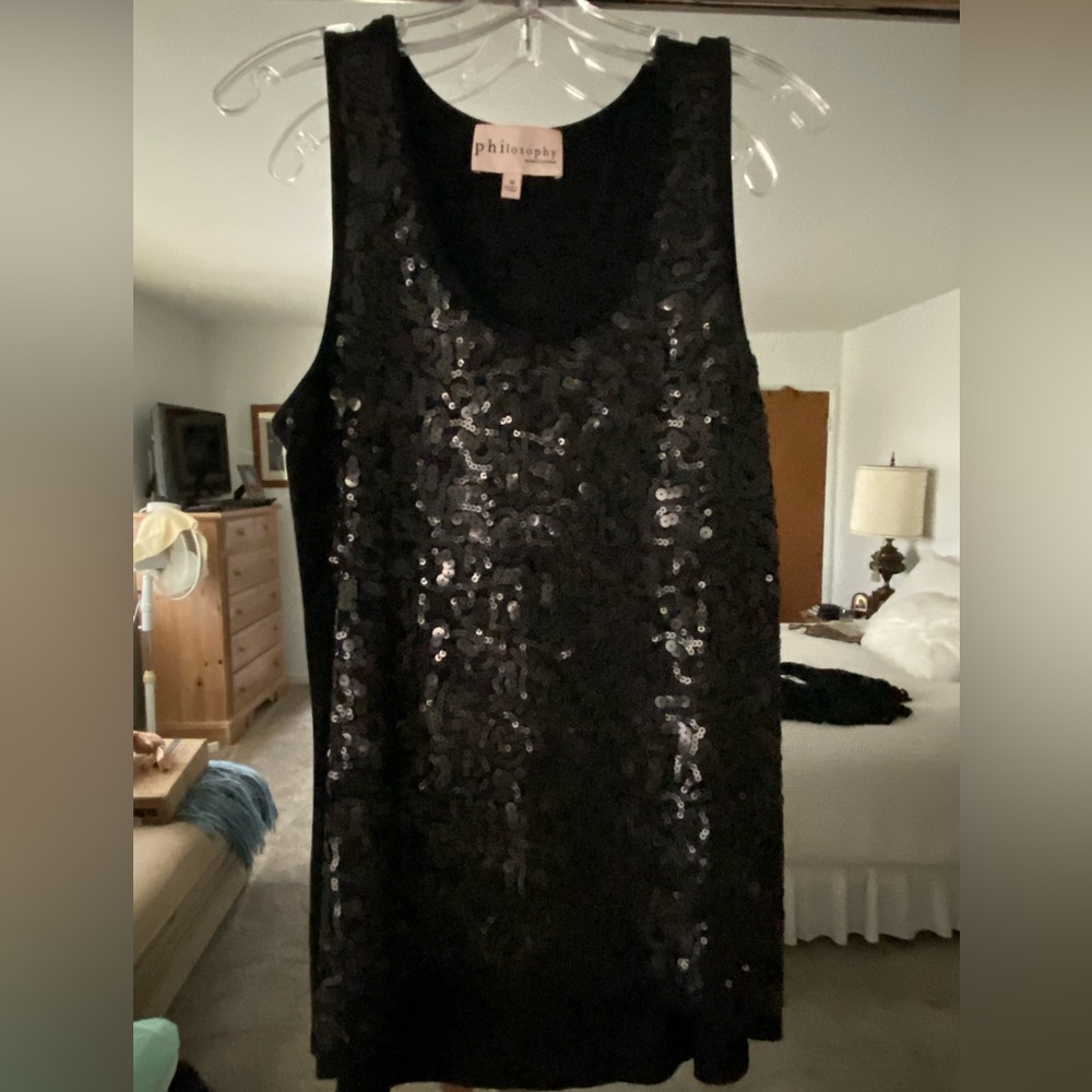 Philosophy Black Sequin Sleeveless Shift Dress